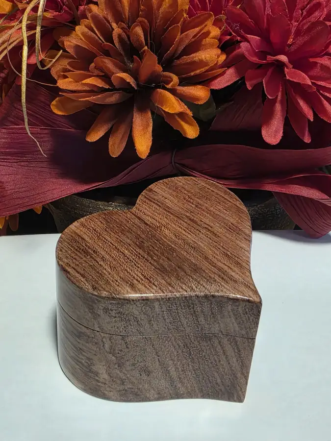 Heart-shaped African Rosewood proposal box